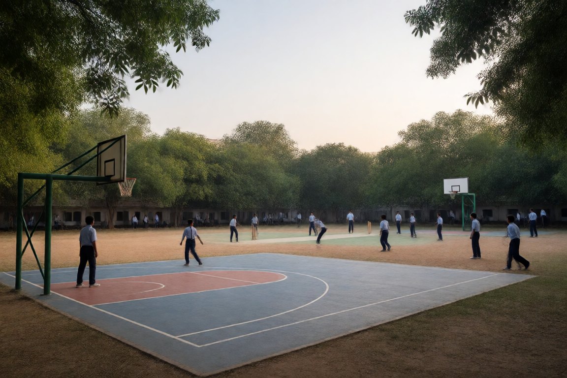 Playground and courts