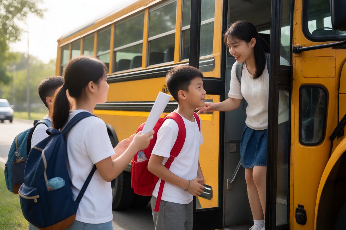 Boarding the buses